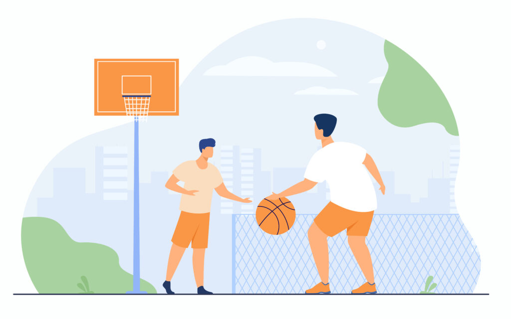 PLAYING BASKETBALL - Jugando al baloncesto